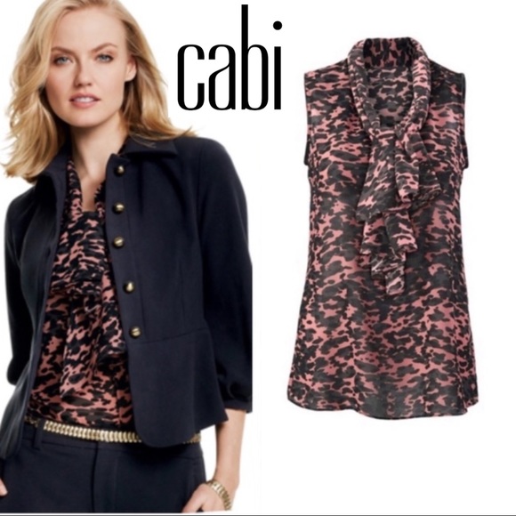 CAbi Tops - SOLD Cabi 9-5 Animal Print Tie Neck Blouse